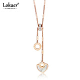 Roman Numeral Circle & Heart Steel Wedding Necklace