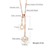 Roman Numeral Circle & Heart Steel Wedding Necklace