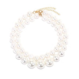 Exaggerated Double Pearl Choker Necklace