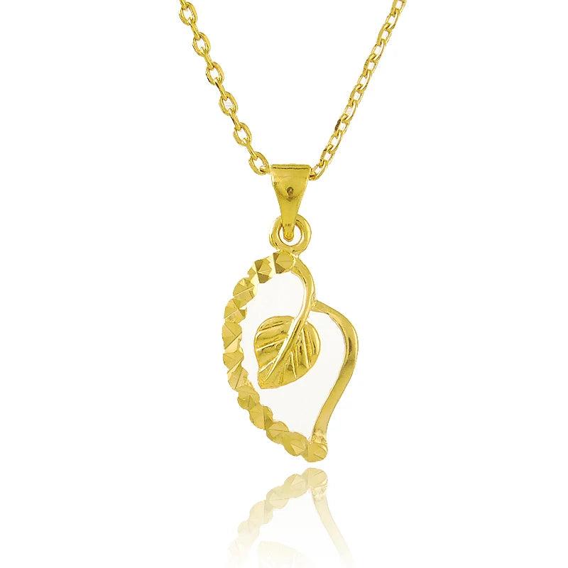 24K Leaf Pendant Cross Chain Necklace Wedding Jewelry