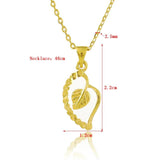 24K Leaf Pendant Cross Chain Necklace Wedding Jewelry