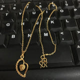24K Leaf Pendant Cross Chain Necklace Wedding Jewelry