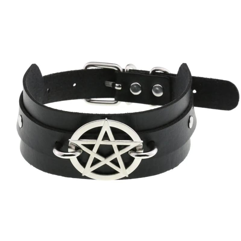 Punk Lace Leather Choker Necklace for Women Men