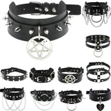 Punk Lace Leather Choker Necklace for Women Men