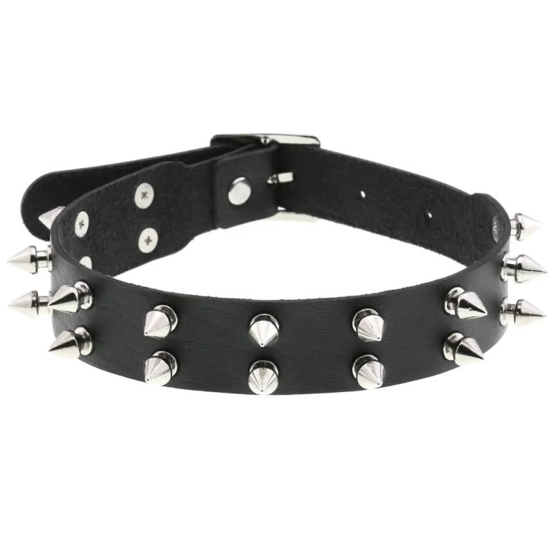 Spiked Leather Choker Collar Goth Necklace Punk Egirl Gothic Accessories