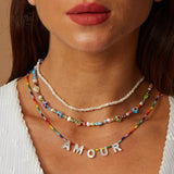 Boho Shell AMOUR Necklace with Pearl Pendant Choker