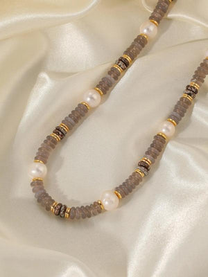 Freshwater Pearl Beaded Necklace Agat Women Girls Party Jewelry