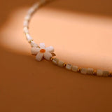 Shell Flower Choker Necklace Mother of Pearl Beads Tarnish Jewelry for Women
