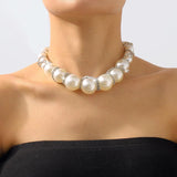 Baroque Pearl Crystal Chain Choker Necklace