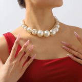 Baroque Pearl Crystal Chain Choker Necklace