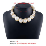Baroque Pearl Crystal Chain Choker Necklace