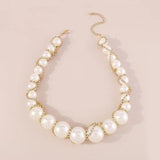 Baroque Pearl Crystal Chain Choker Necklace