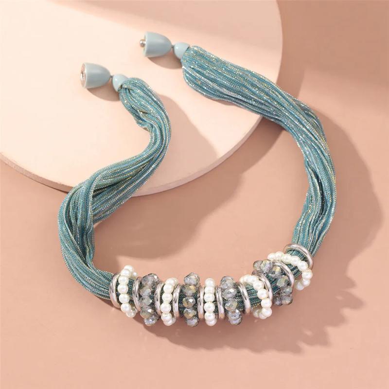 Boho Chunky Collar Choker Necklace Freshwater Pearl Thick Chain