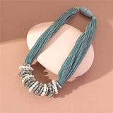 Boho Chunky Collar Choker Necklace Freshwater Pearl Thick Chain