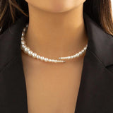 Pearl Beaded Collar Necklace Punk Silver CCB Bead Chain