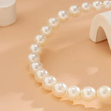 Pearl Beaded Collar Necklace Punk Silver CCB Bead Chain