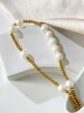 Peri'sbox Stainless Steel Beaded Pearl Choker Necklace