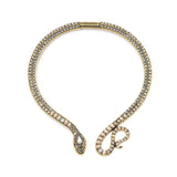 Boho Ethnic Snake Shape Choker Necklace with Inlay Stone Pearls