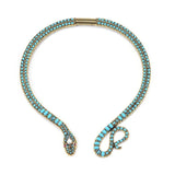 Boho Ethnic Snake Shape Choker Necklace with Inlay Stone Pearls