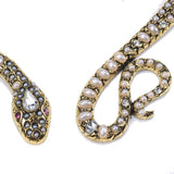 Boho Ethnic Snake Shape Choker Necklace with Inlay Stone Pearls