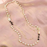 Layered Pearls Beaded Pendant Sweater Chain Necklace for Women