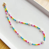 Y2k Boho Colorful Beaded Necklace Choker Natural Pearls Gift