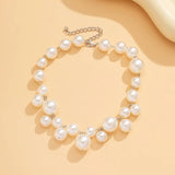 Exaggerated Pearl Necklace Choker with Mixed Beads Charm Neck Chain for Women