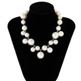 Exaggerated Pearl Necklace Choker with Mixed Beads Charm Neck Chain for Women