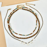 Bohemia Beaded Pearl Seed Beads Choker Necklace DIY Shell Letter Pendant