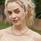 Bohemia Beaded Pearl Seed Beads Choker Necklace DIY Shell Letter Pendant