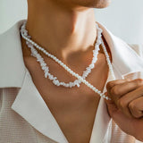 Punk Stone Beaded Necklace for Men