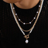 Punk Pearl Chain Choker Necklace for Men