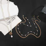 Punk Pearl Chain Choker Necklace for Men