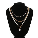 Punk Pearl Chain Choker Necklace for Men
