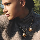Baroque Statement Metal Choker Necklace With Insect Leaf Stone Pearls