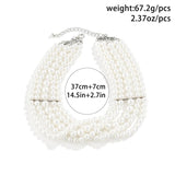 Multilayer Pearl Choker Necklace Wedding Party Jewelry