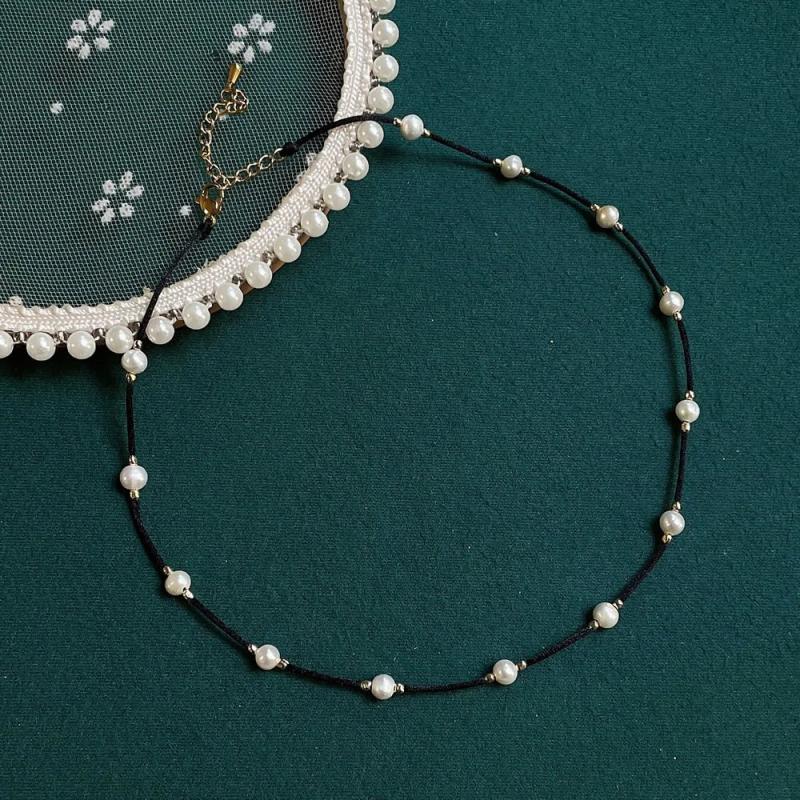 Baroque Pearl Choker Necklace with Rope Chain Boho Beach