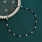 Baroque Pearl Choker Necklace with Rope Chain Boho Beach