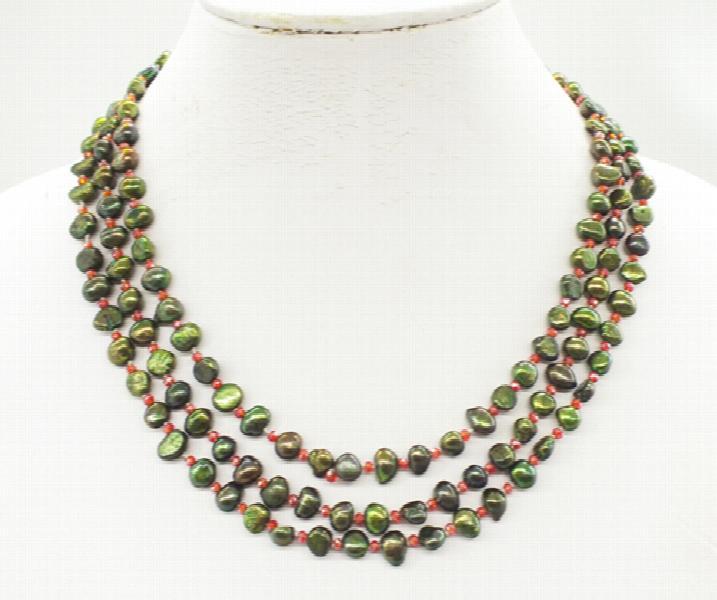 Crystal & Baroque Pearl 3-Layer Wedding Necklace