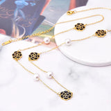 Camellia Flower Pearl Choker Necklace for Women