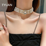 Vintage Palace Pearl Choker Necklace Crystal Wedding Jewelry