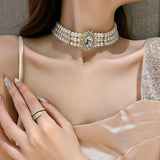 Vintage Palace Pearl Choker Necklace Crystal Wedding Jewelry