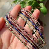 Mini Crystal Stone Necklace Short Collar Tiny Strand Natural Gems Choker