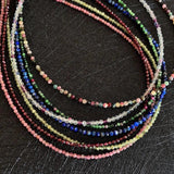 Mini Crystal Stone Necklace Short Collar Tiny Strand Natural Gems Choker