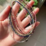 Mini Crystal Stone Necklace Short Collar Tiny Strand Natural Gems Choker