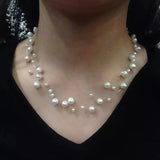3-Layer Natural Freshwater Pearl Necklace for Women - Different Colors