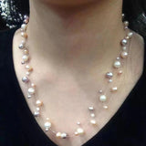 3-Layer Natural Freshwater Pearl Necklace for Women - Different Colors