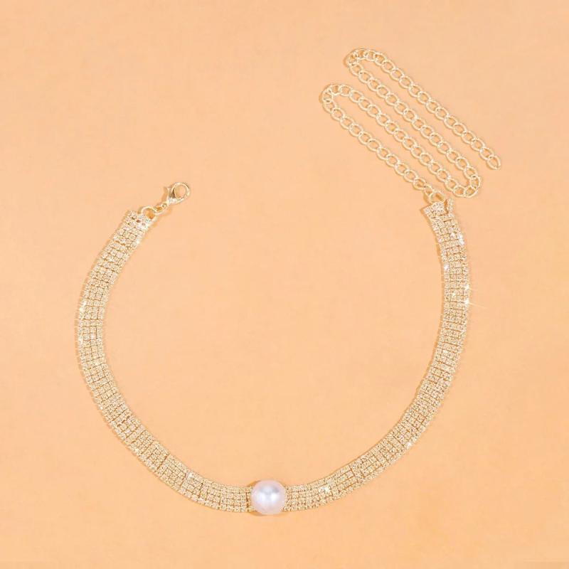 Pearl Necklace Natural Crystal Collar Chains Short Choker Necklace