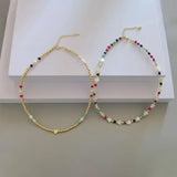 Natural Shell Star Beaded Necklace Women Ins Fahsoin Choker Pearl Necklace