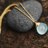 Aqua Chalcedony Necklace - Elegant Gemstone Jewelry